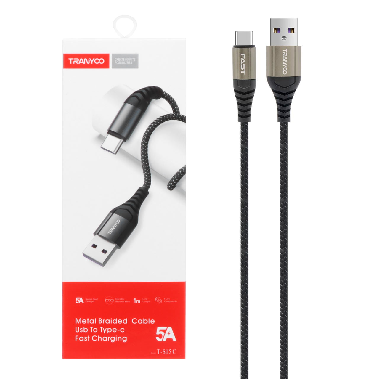 کابل شارژ TRANYOO مدل S15 USB-C